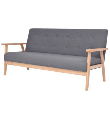 Trivietė sofa, tamsiai pilkos spalvos, audinys