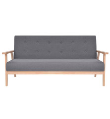 Trivietė sofa, tamsiai pilkos spalvos, audinys