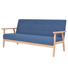 Trivietė sofa, mėlynos spalvos, audinys