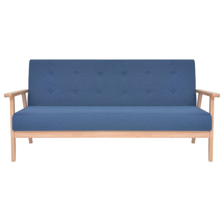 Trivietė sofa, mėlynos spalvos, audinys