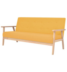 Trivietė sofa, geltonos spalvos, audinys