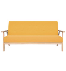 Trivietė sofa, geltonos spalvos, audinys