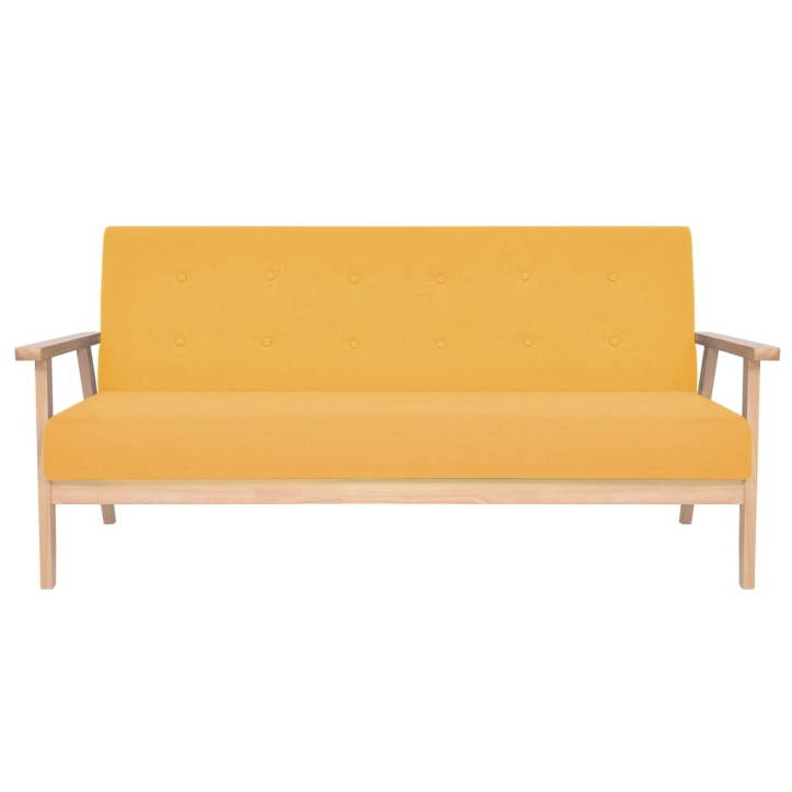 Trivietė sofa, geltonos spalvos, audinys