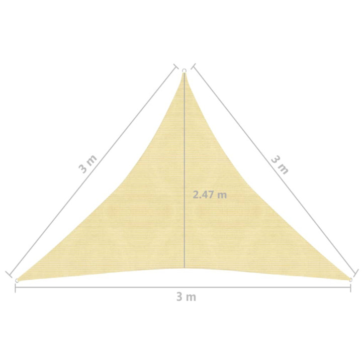 Uždanga nuo saulės, smėlio spalvos, 3x3x3m, HDPE, 160g/m²