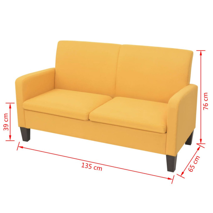 Dvivietė sofa, 135x65x76, geltonos spalvos