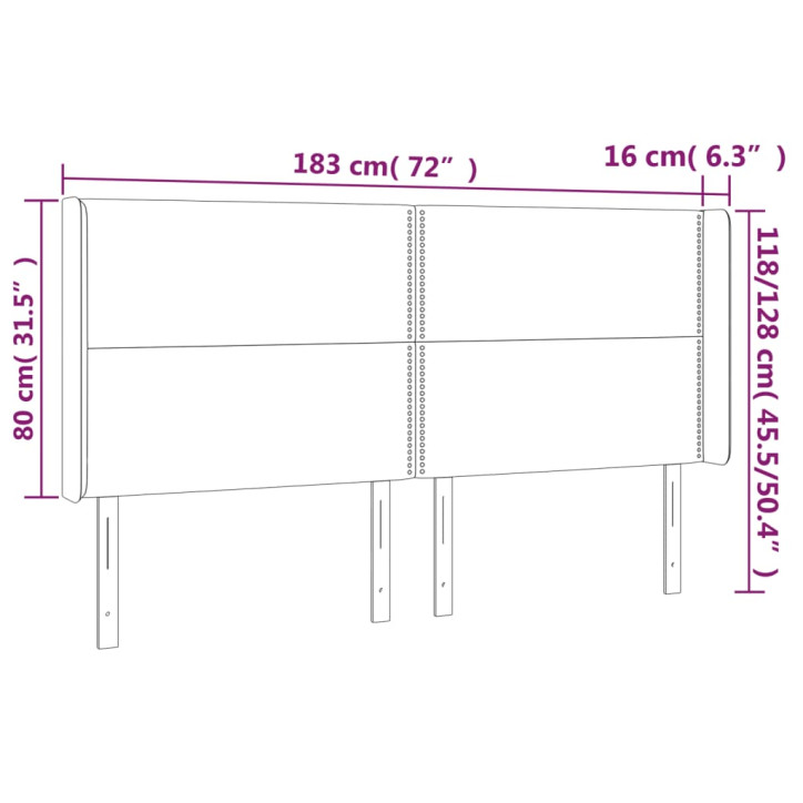 Galvūgalis su LED, juodos spalvos, 183x16x118/128 cm