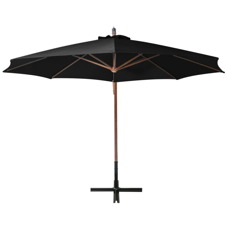 313772  Hanging Parasol with Pole Black 3,5x2,9 m Solid Fir Wood