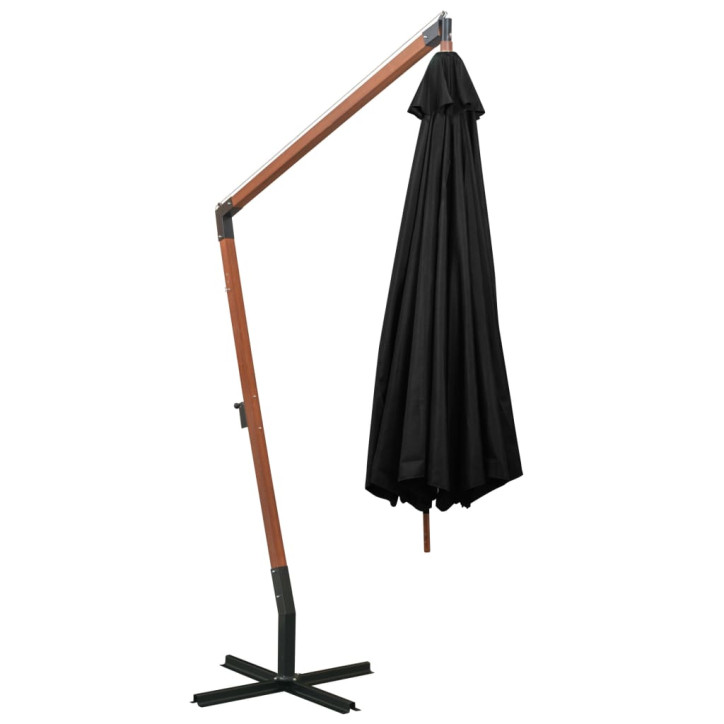 313772  Hanging Parasol with Pole Black 3,5x2,9 m Solid Fir Wood