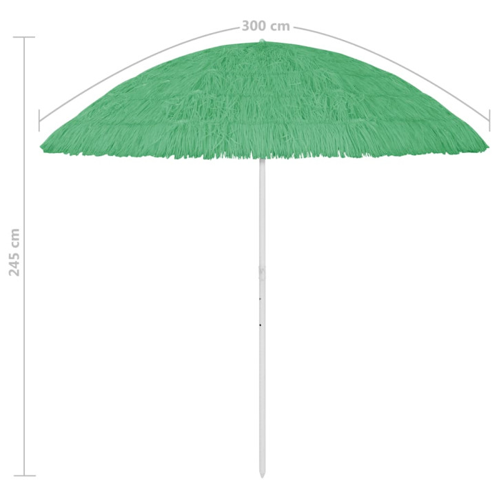 Paplūdimio skėtis, žalios spalvos, 300cm, havajietiško dizaino