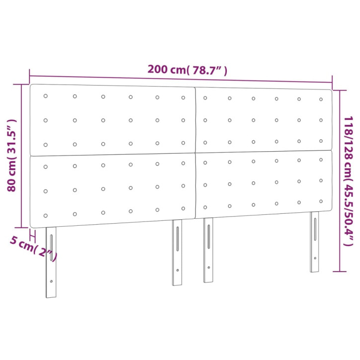 Galvūgalis su LED, kreminės spalvos, 200x5x118/128cm, audinys