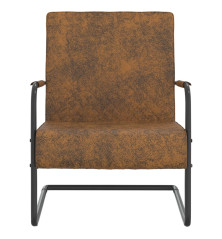 325734  Cantilever Chair Brown Fabric