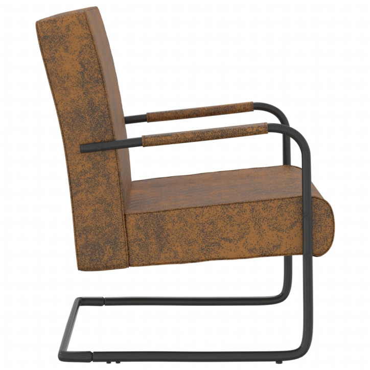 325734  Cantilever Chair Brown Fabric