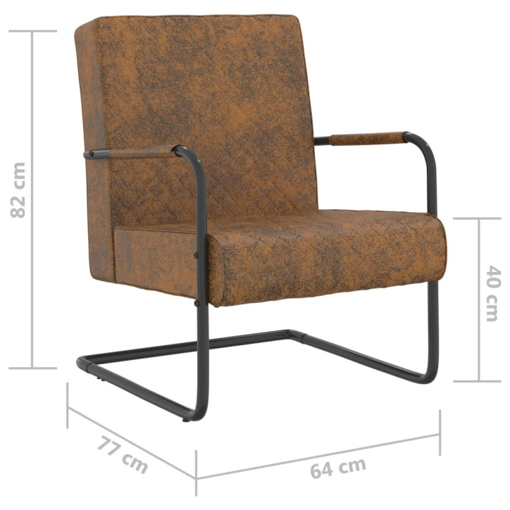 325734  Cantilever Chair Brown Fabric