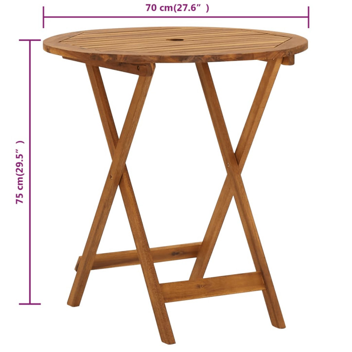 Sulankstomas sodo stalas, 70cm, akacijos medienos masyvas