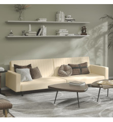 Dvivietė sofa-lova, kreminės spalvos, aksomas
