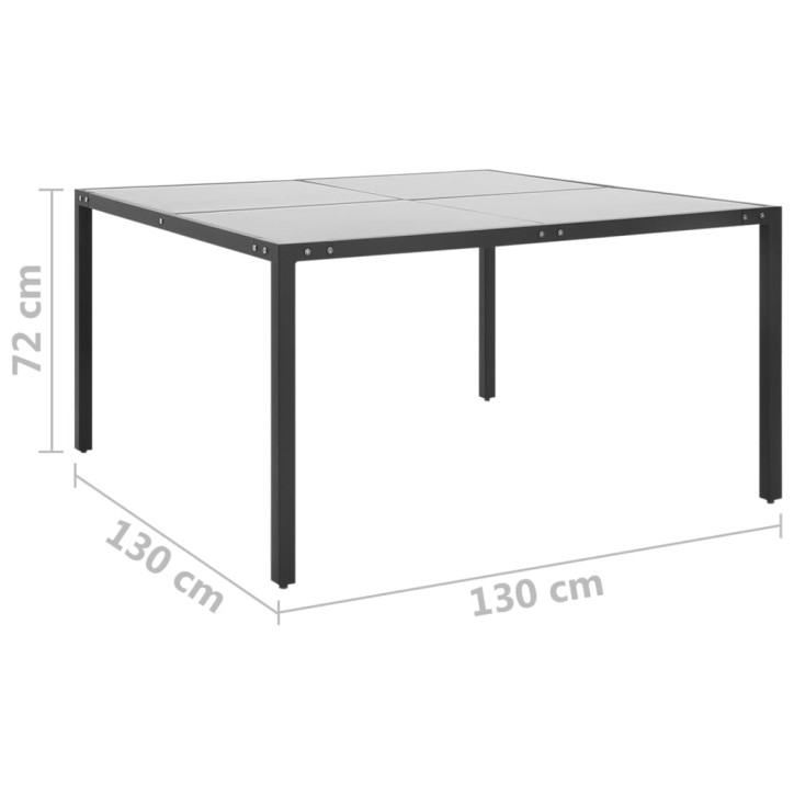 Sodo stalas, antracito, 130x130x72cm, plienas ir stiklas