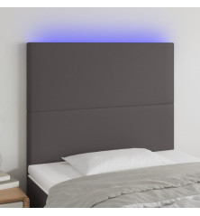 Galvūgalis su LED, pilkas, 80x5x118/128cm, dirbtinė oda