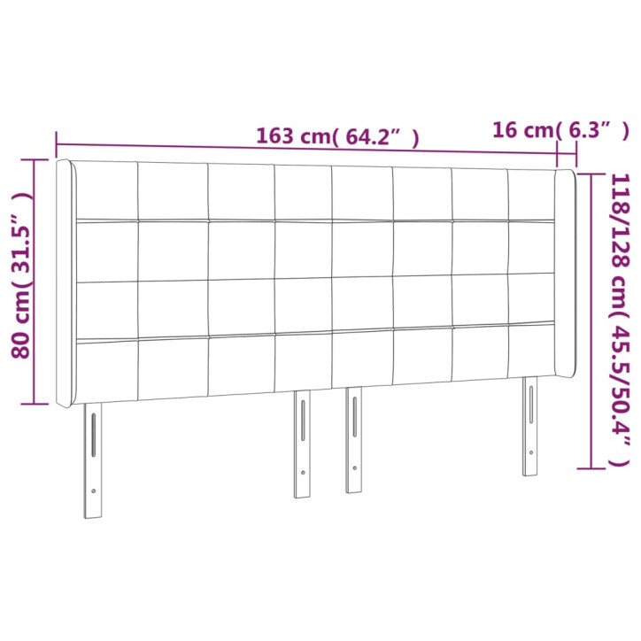 Galvūgalis su LED, taupe spalvos, 163x16x118/128cm, audinys