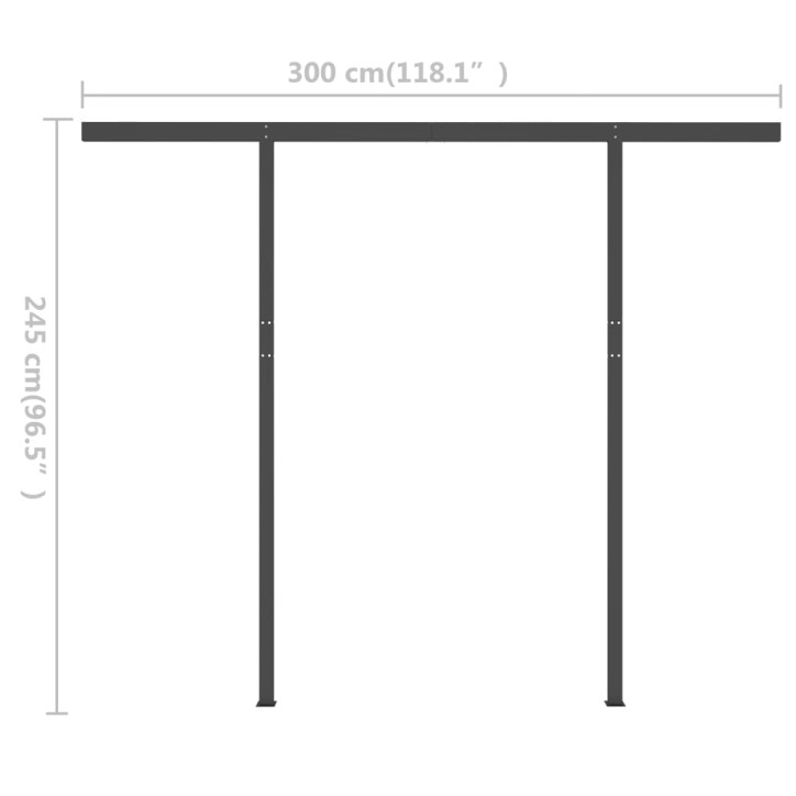 Rankiniu būdu ištraukiama markizė su LED, antracito, 3x2,5m