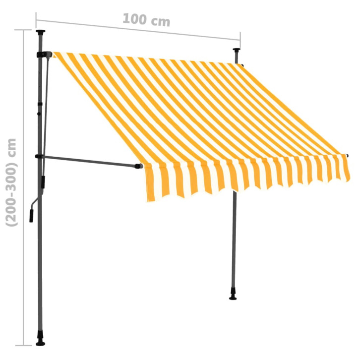 Rankinė ištraukiama markizė su LED, balta ir oranžinė, 100cm