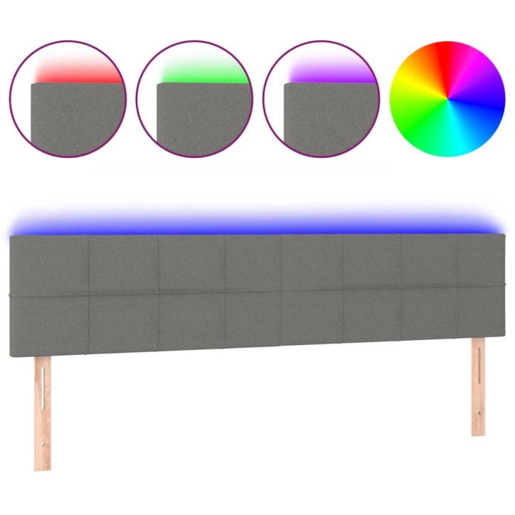 Galvūgalis su LED, tamsiai pilkas, 180x5x78/88cm, audinys