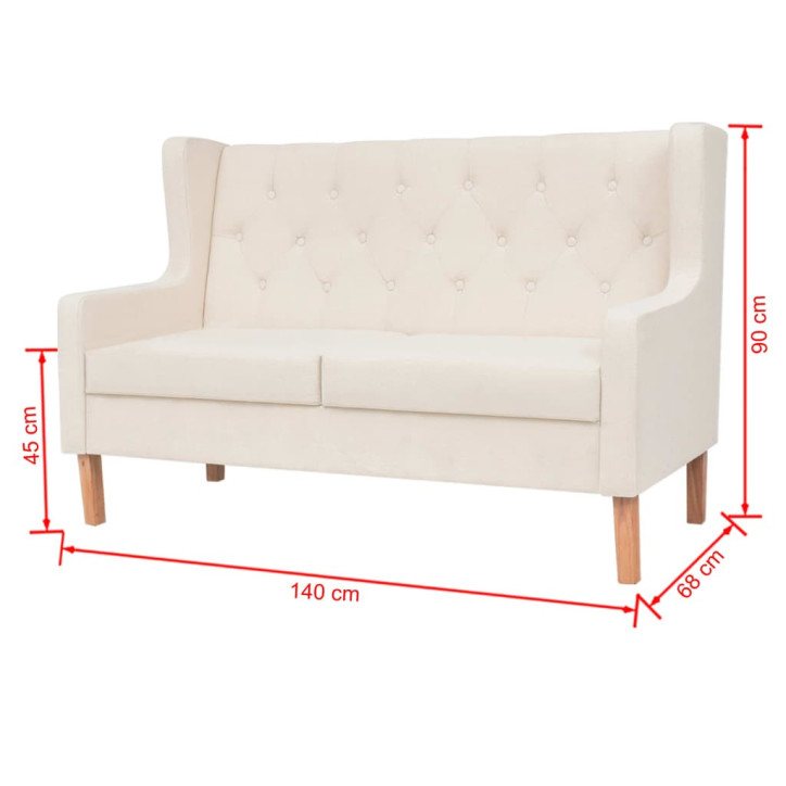 Dvivietė sofa, audinys, krėminė balta spalva