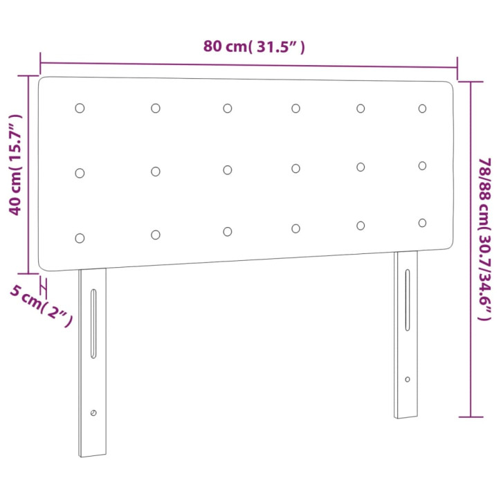 Galvūgalis su LED, tamsiai pilkas, 80x5x78/88cm, aksomas