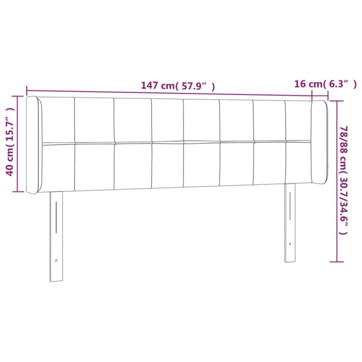 Galvūgalis su LED, tamsiai pilkas, 147x16x78/88cm, aksomas