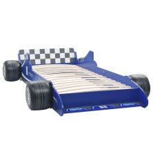Vaikiška lova lenktyninė mašina, 90x200 cm, mėlyna