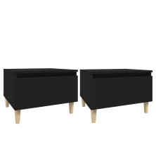 Šoniniai staliukai, 2vnt., juodi, 50x46x35cm, apdirbta mediena