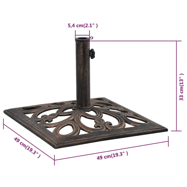 Skėčio pagrindas, bronzinės spalvos, ketus, 12kg, 49cm