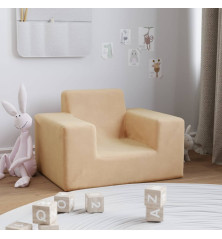 Vaikiška sofa, kreminės spalvos, minkštas pliušas