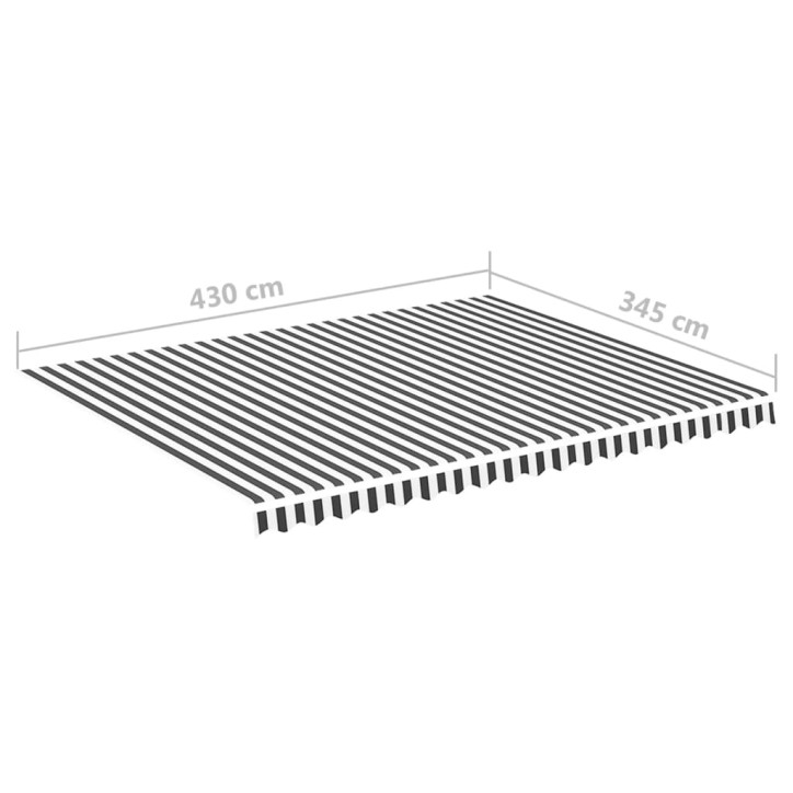 Pakaitinis audinys markizei, antracito ir baltos spalvos, 4,5x3,5m