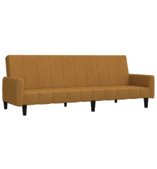 Dvivietė sofa-lova, rudos spalvos, aksomas