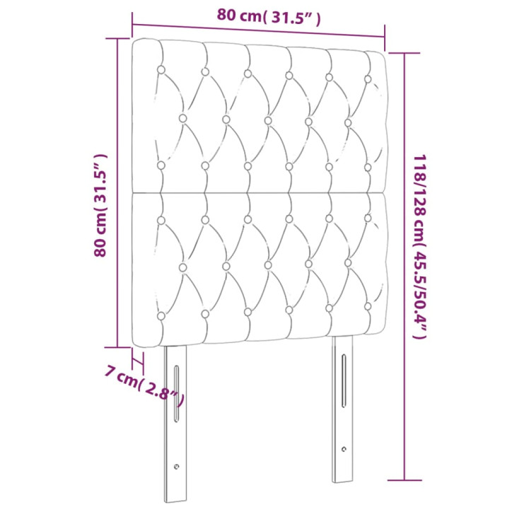 Galvūgalis su LED, tamsiai pilkas, 80x7x118/128cm, audinys