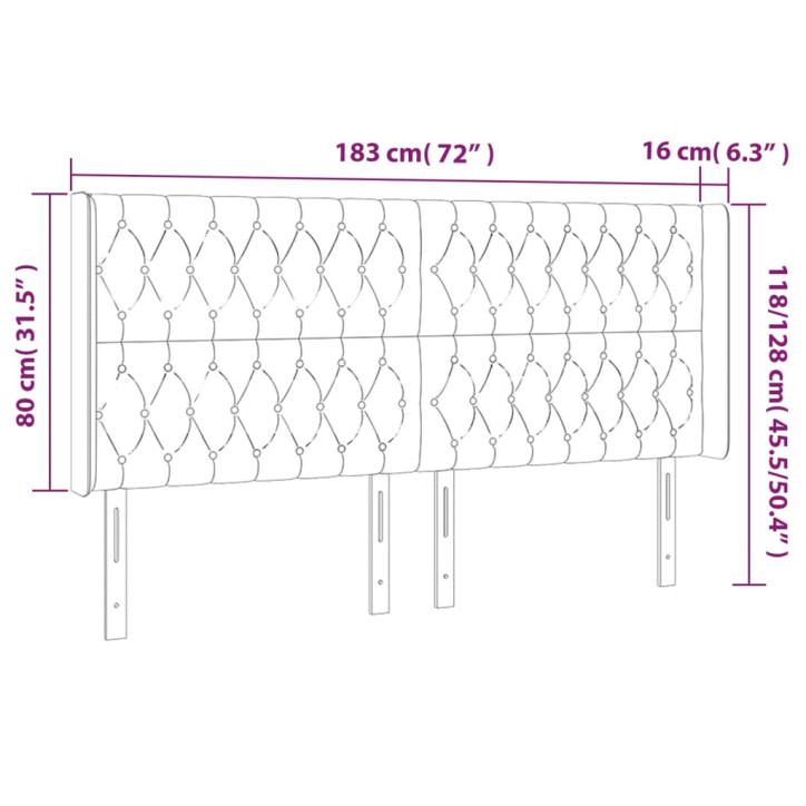 Galvūgalis su LED, tamsiai pilkas, 183x16x118/128cm, audinys