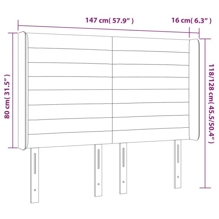 Galvūgalis su LED, taupe spalvos, 147x16x118/128cm, audinys