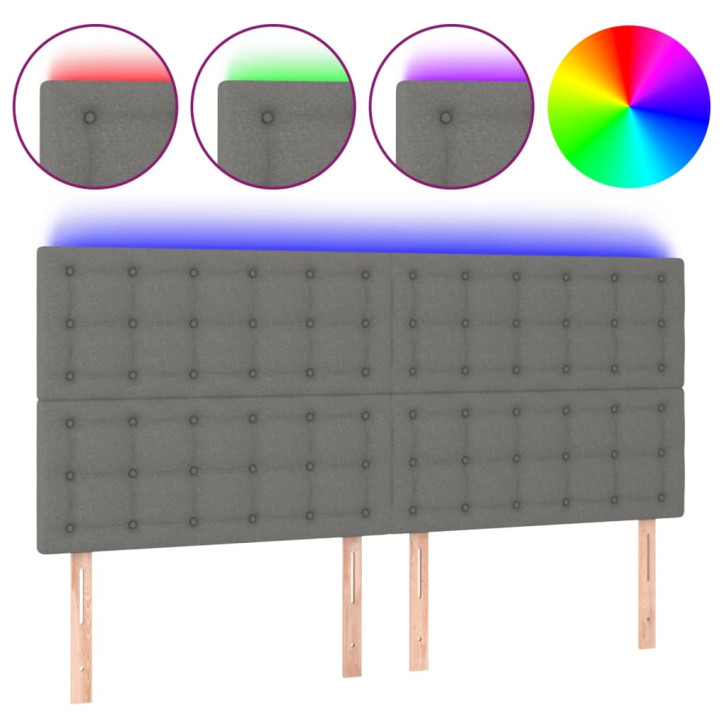 Galvūgalis su LED, tamsiai pilkas, 160x5x118/128cm, audinys