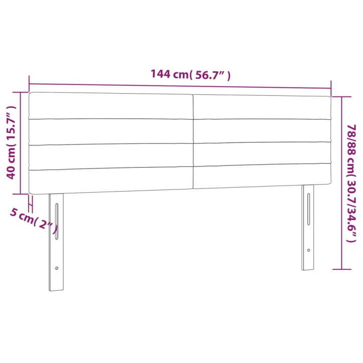 Galvūgalis su LED, taupe spalvos, 144x5x78/88cm, audinys