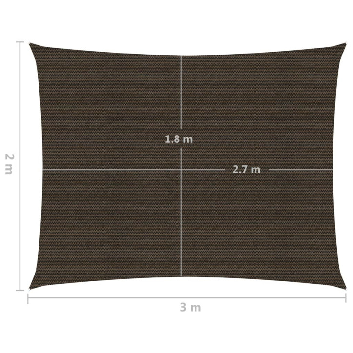 Uždanga nuo saulės, rudos spalvos, 2x3m, HDPE, 160g/m²