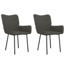 VidaXL Valgomojo kėdės, 2vnt., tamsiai pilkos spalvos, aksomas