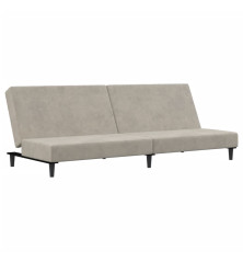 Dvivietė sofa-lova, šviesiai pilkos spalvos, aksomas