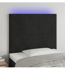 Galvūgalis su LED, juodos spalvos, 80x5x118/128cm, aksomas