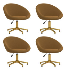 Valgomojo kėdės, 4vnt., rudos spalvos, aksomas (2x330482)