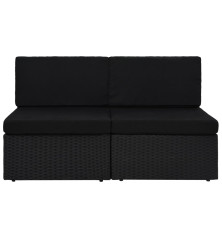 Modulinė dvivietė sofa, juodos spalvos, poliratanas