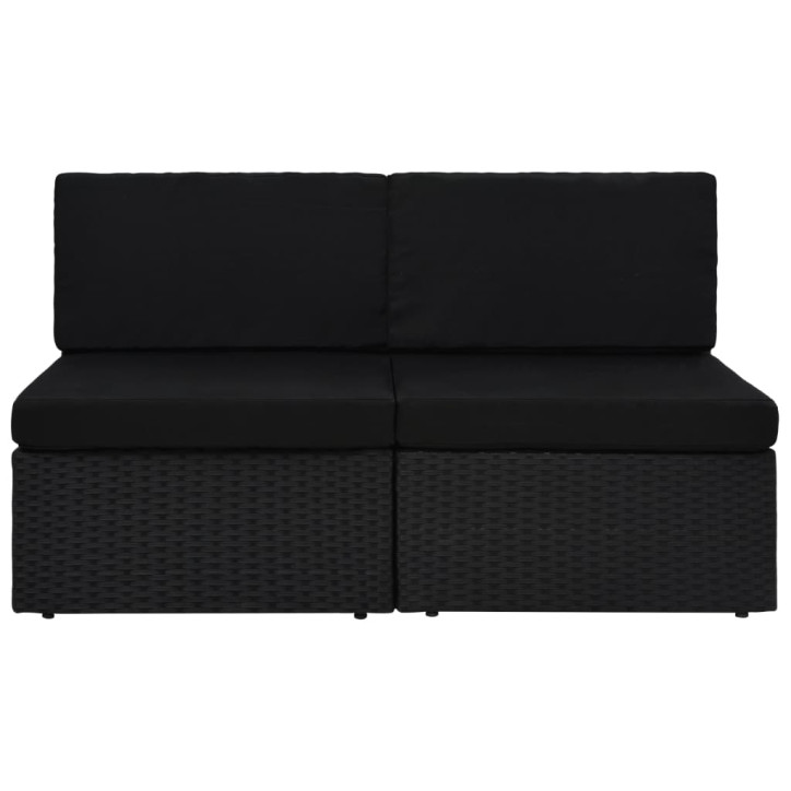 Modulinė dvivietė sofa, juodos spalvos, poliratanas