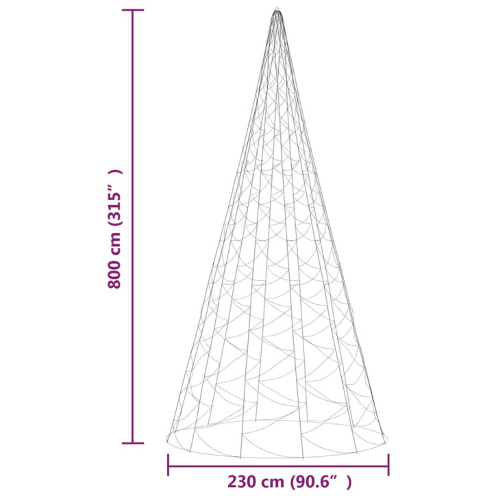 Kalėdų eglutė ant vėliavos stiebo, 800cm, 3000 mėlynų LED