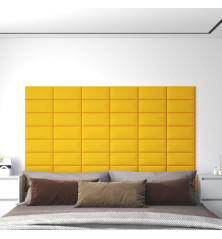 Sienų plokštės, 12vnt., geltonos, 30x15cm, aksomas, 0,54m²