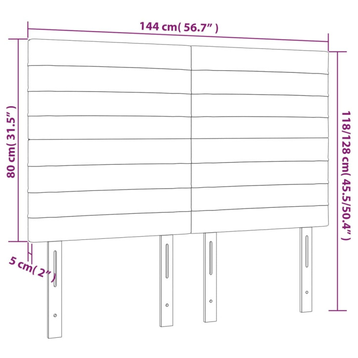 Galvūgalis su LED, tamsiai pilkas, 144x5x118/128cm, aksomas