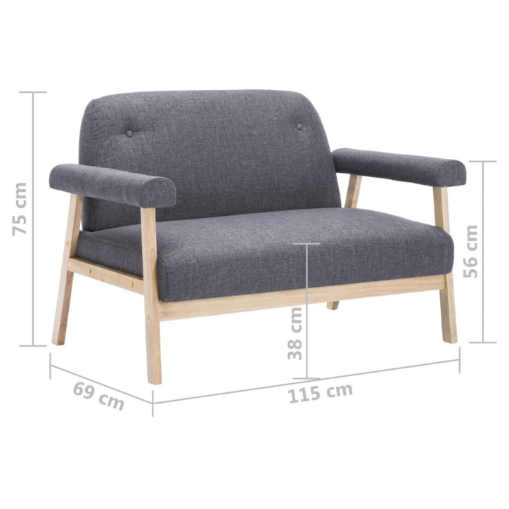 Dvivietė sofa, audinys, tamsiai pilka